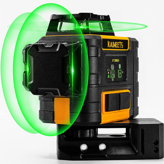 KAIWEETS Self-Leveling 3D Laser Level - 3 X 360 Construction Level for Picture Hanging, Horizontal/Vertical Lines, Up To 20Hrs, Magnetic Stand, Carrying Case