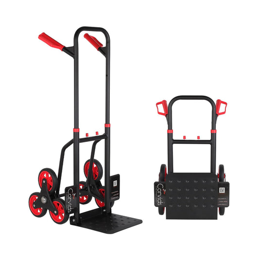 Corvids 150 Kg Stair Climbing Steel Hand Truck, Portable Strong Dolly Cart with Foldable Platform and Extendable Handle Ideal for Home, Office & Industrial Use