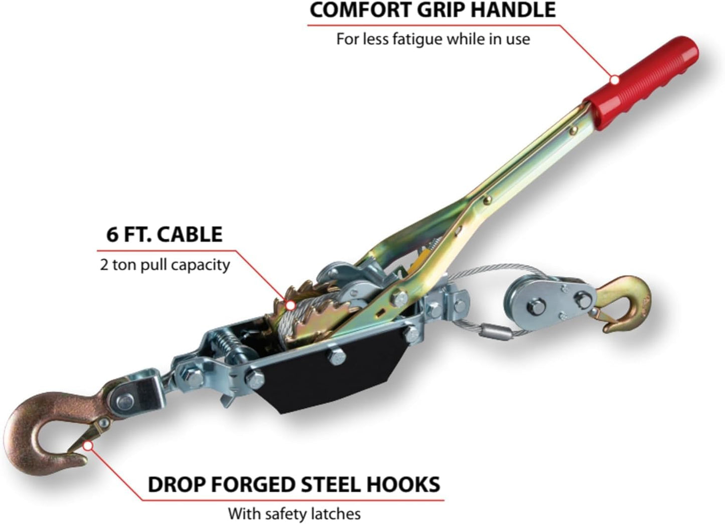 HELLARO 2-Ton Power Hand Winch Puller, Double Gear Winch Puller for Automotive, Construction, Farm, Ranch, Fences Uses
