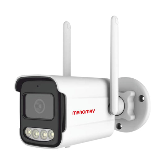 MANOMAY Protect Air 3MP [4g Sim Based] Bullet Security Camera, 10x Digital Zoom, Full Duplex Two-Way Audio, Color Night Vision, Humanoid Alerts, Alexa Compatible, Micro SD & Cloud Storage