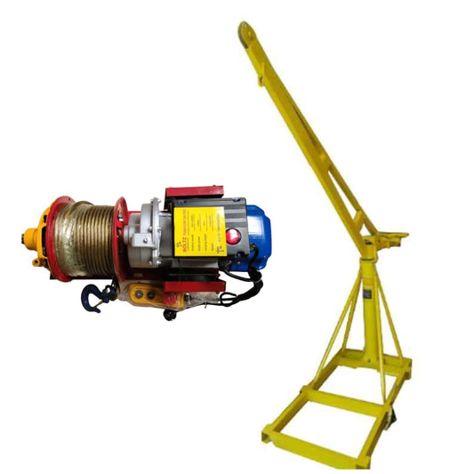BOLTZ CORPORATION Construction Monkey Crane For Material Lifting 500 Kg With 4Hp Heavy Duty Clutch Winch Motor (8Mm 40 Meter Wire Rope)