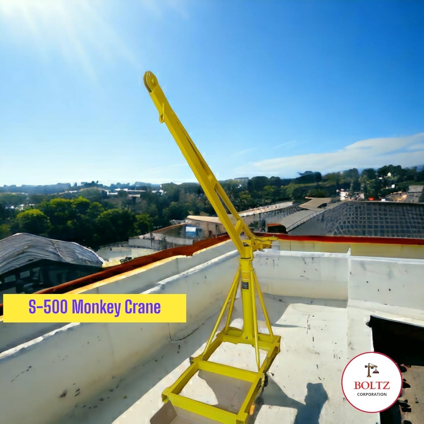 BOLTZ CORPORATION Construction Monkey Crane For Material Lifting 500 Kg With 4Hp Heavy Duty Clutch Winch Motor (8Mm 40 Meter Wire Rope)
